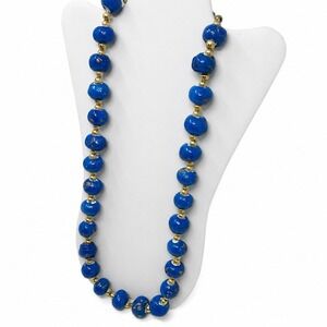 33 Blue Ceramic Prayer Worry Beads Vintage Indian Durga Temple Token Charm Hand